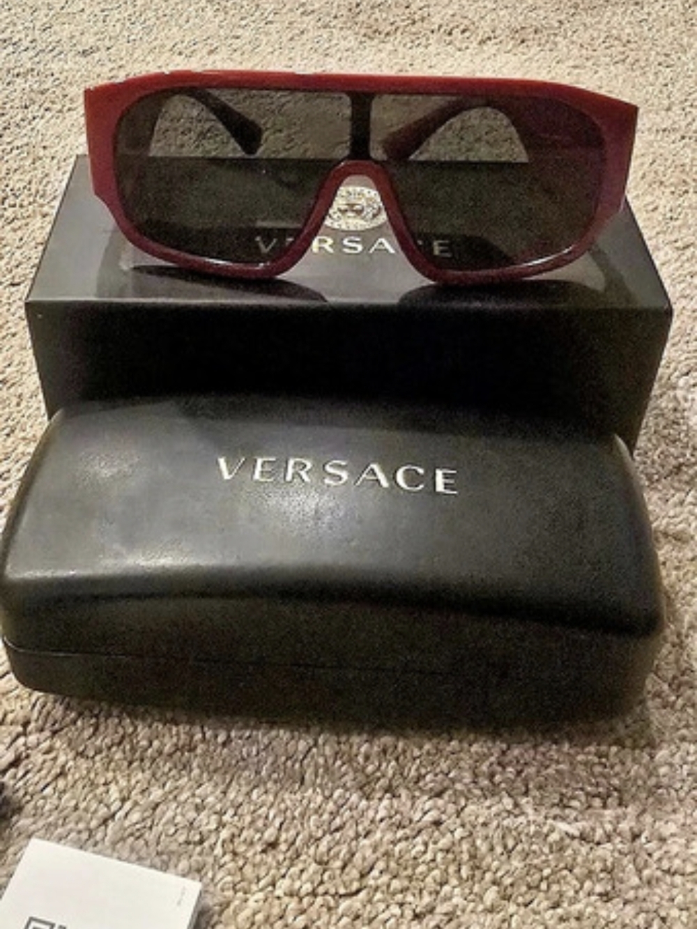 Versace VE4445 5409/1 Transparent Red Rectangle Sunglasses